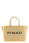 beach large shopping bag in woven raffia-effect fabric