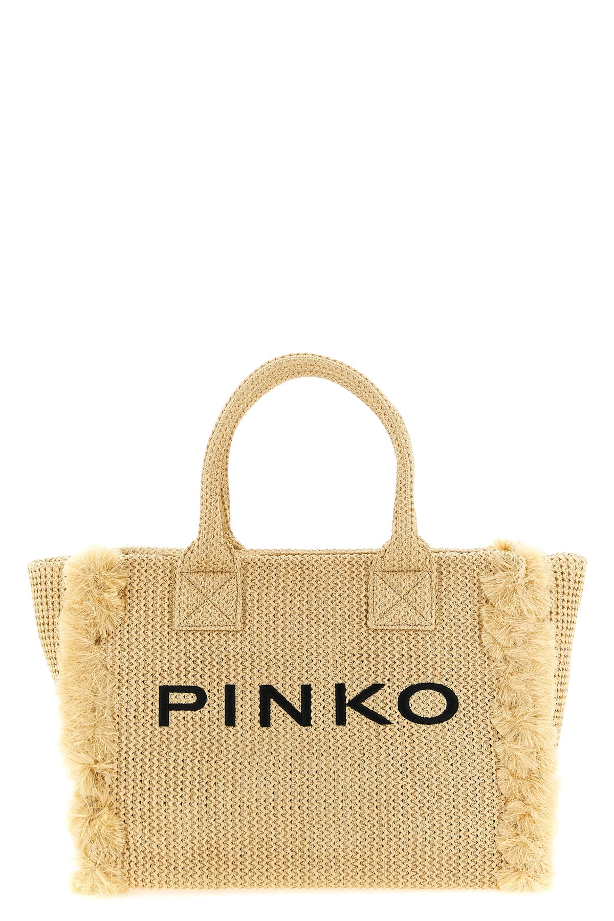beach large shopping bag in woven raffia-effect fabric
