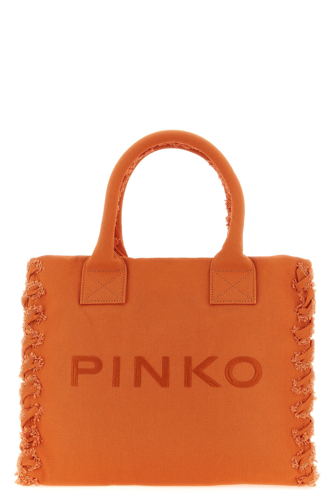 PINKO OS medium beach shopping bag in cotton canvas