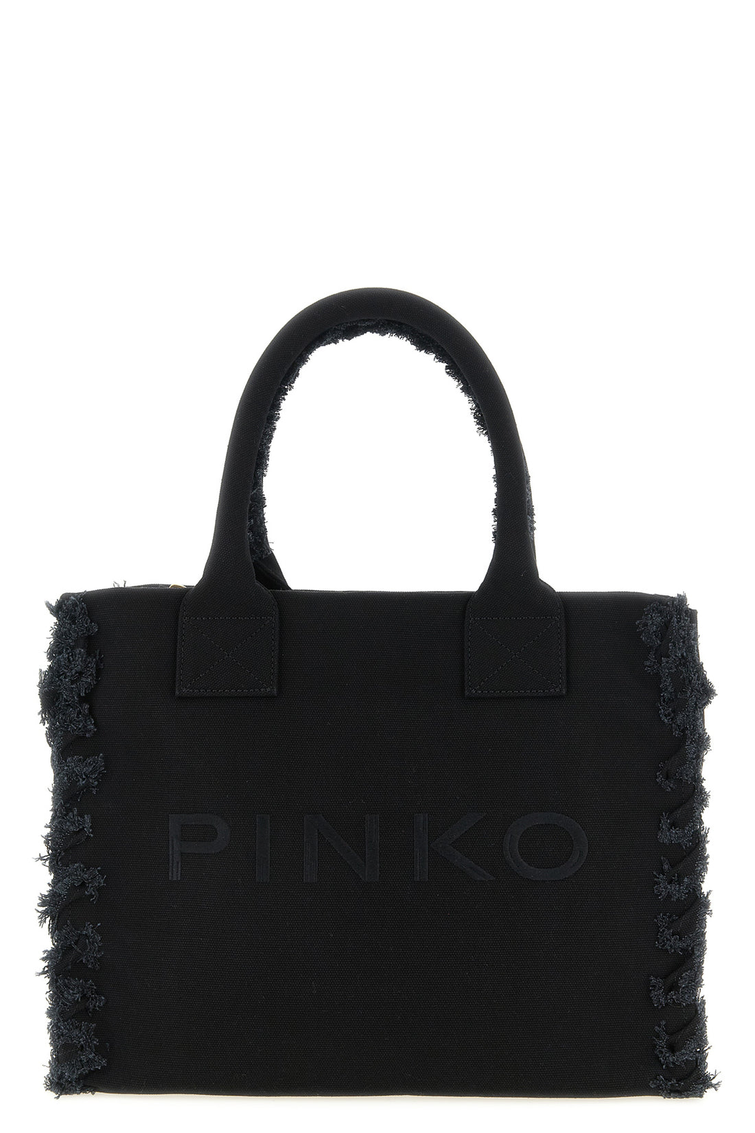 PINKO OS medium beach shopping bag in cotton canvas