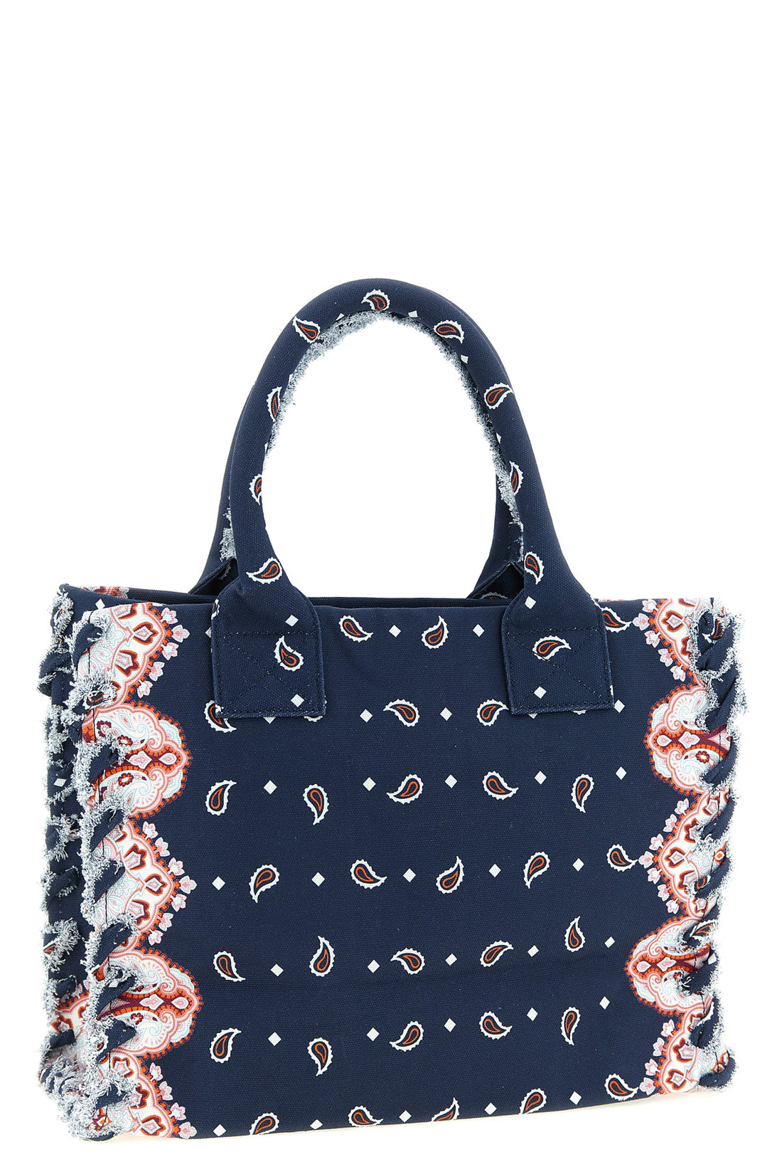 PINKO OS all-over bandana beach print cotton canvas shopping bag