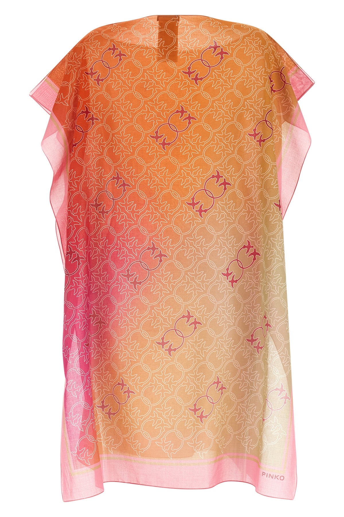 polka all-over print logo birds light cotton canvas kaftan