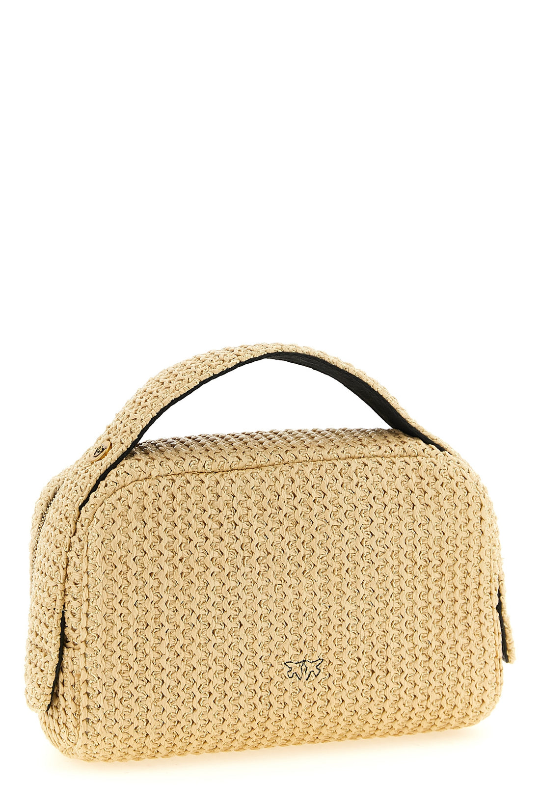 PINKO OS small beauty in woven raffia effect fabric