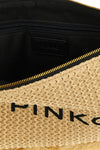 braided raffia-effect fabric clutch bag