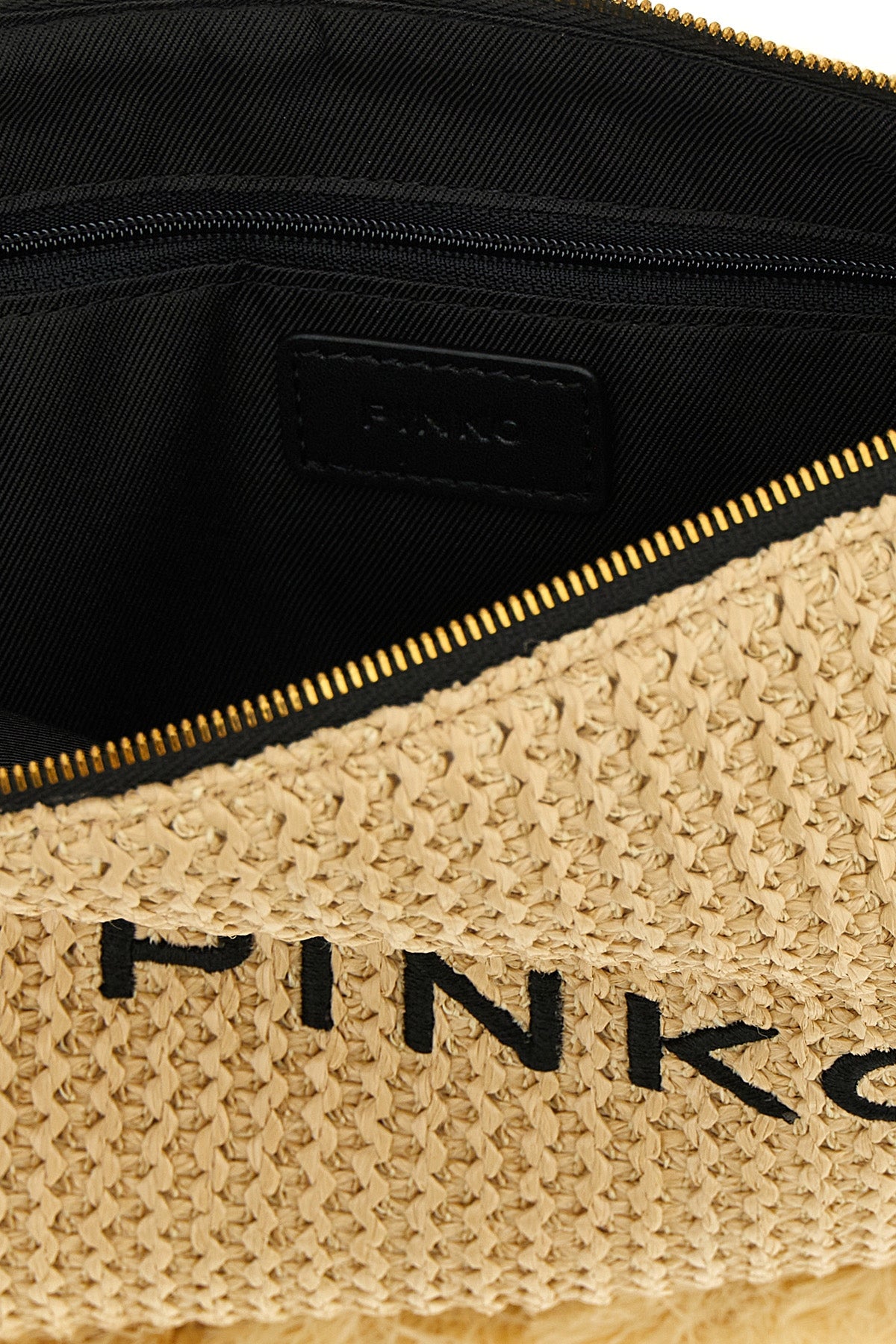 braided raffia-effect fabric clutch bag