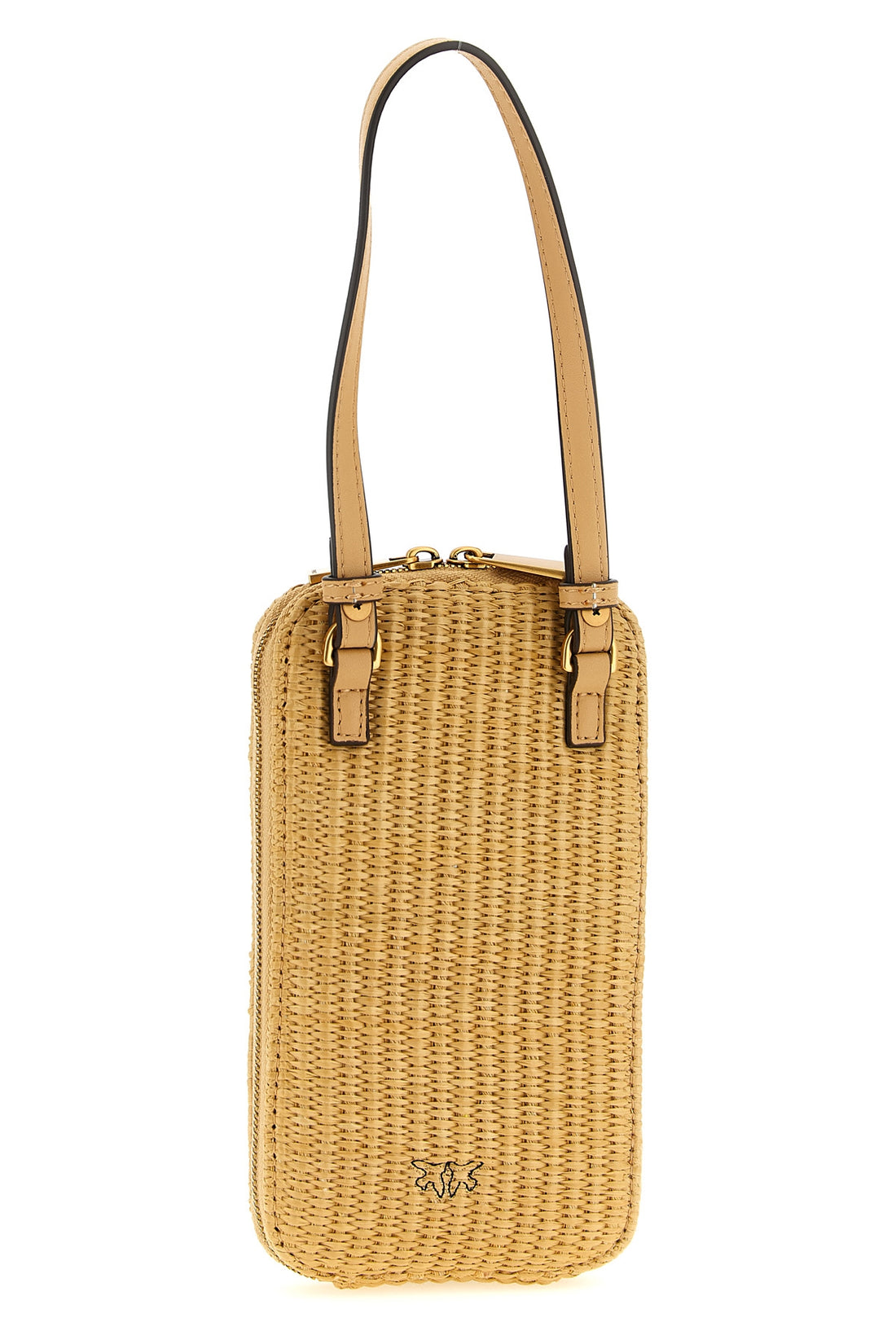 PINKO OS braided raffia smartphone holder