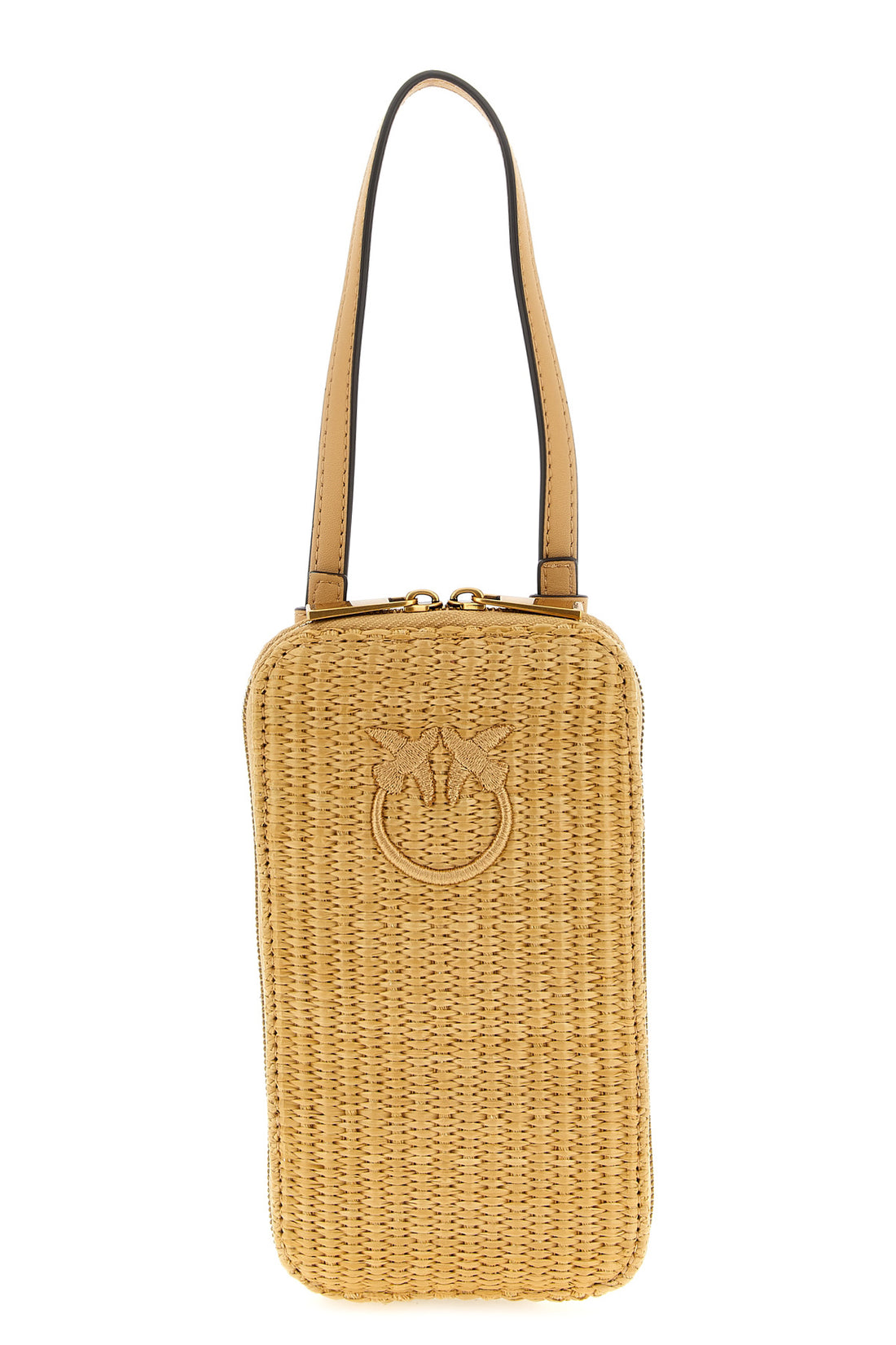 PINKO OS braided raffia smartphone holder