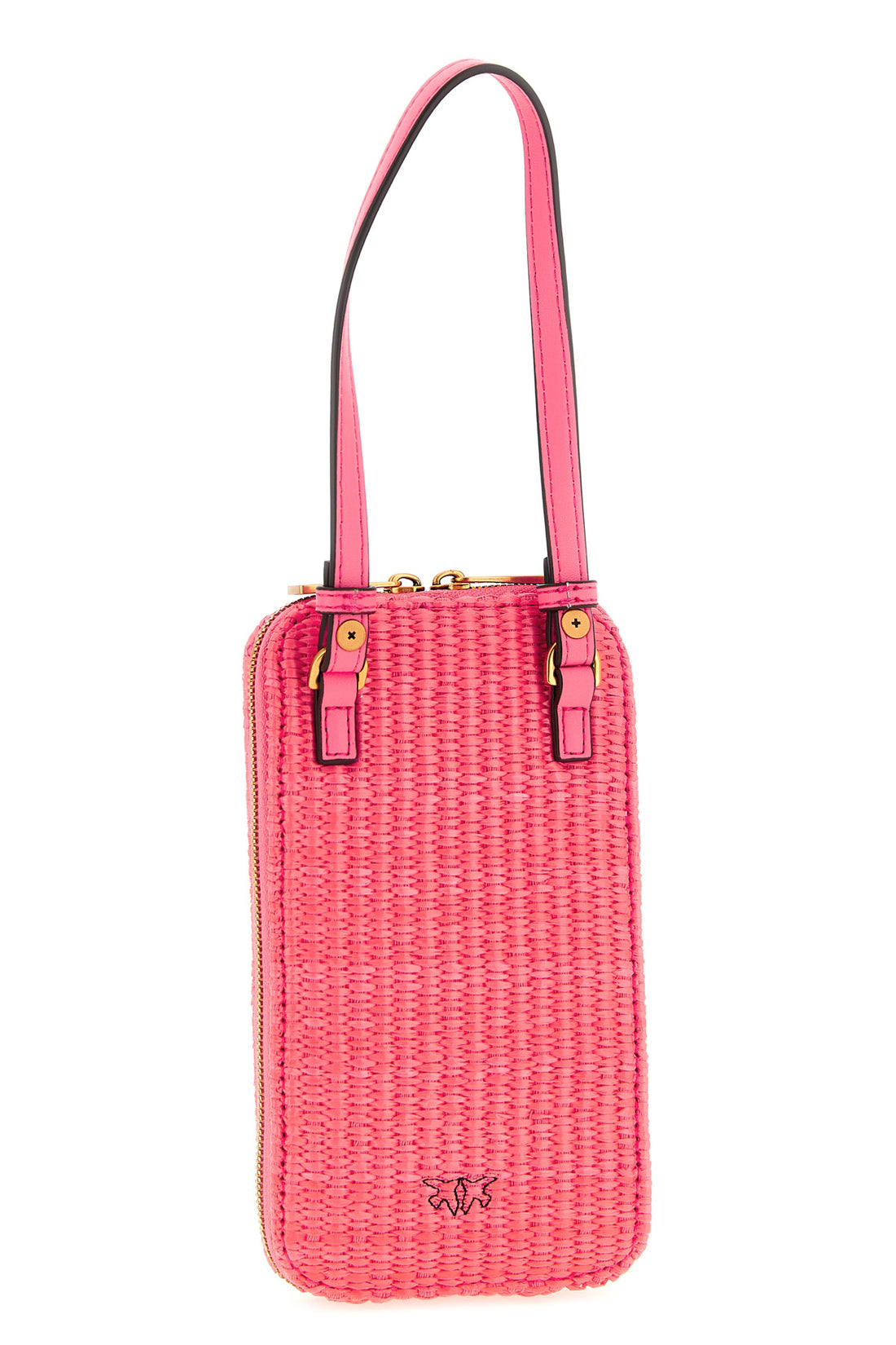 PINKO OS braided raffia smartphone holder