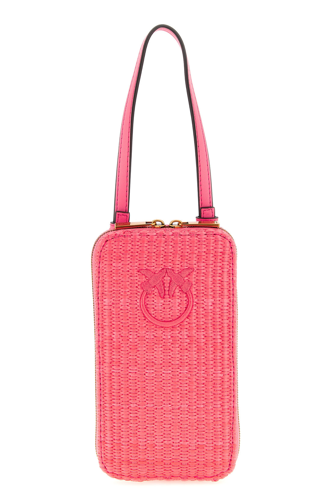PINKO OS braided raffia smartphone holder