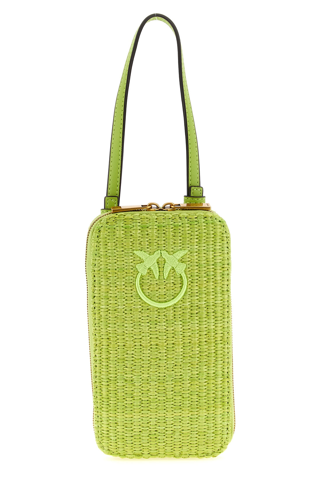 PINKO OS braided raffia smartphone holder