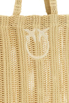medium easy tote shopping bag in raffia-effect fabric