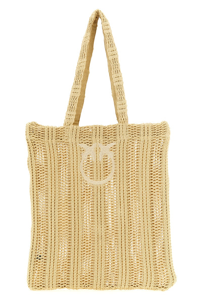 medium easy tote shopping bag in raffia-effect fabric
