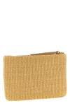 braided raffia-effect fabric clutch bag