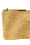 braided raffia-effect fabric clutch bag