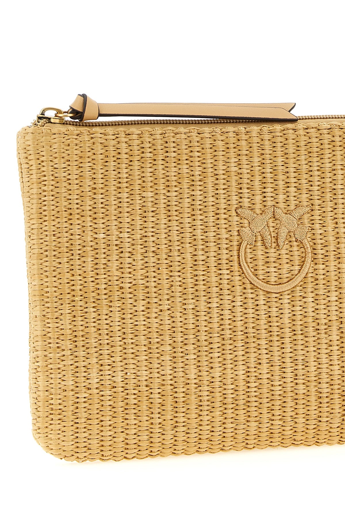 braided raffia-effect fabric clutch bag