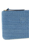 braided raffia-effect fabric clutch bag