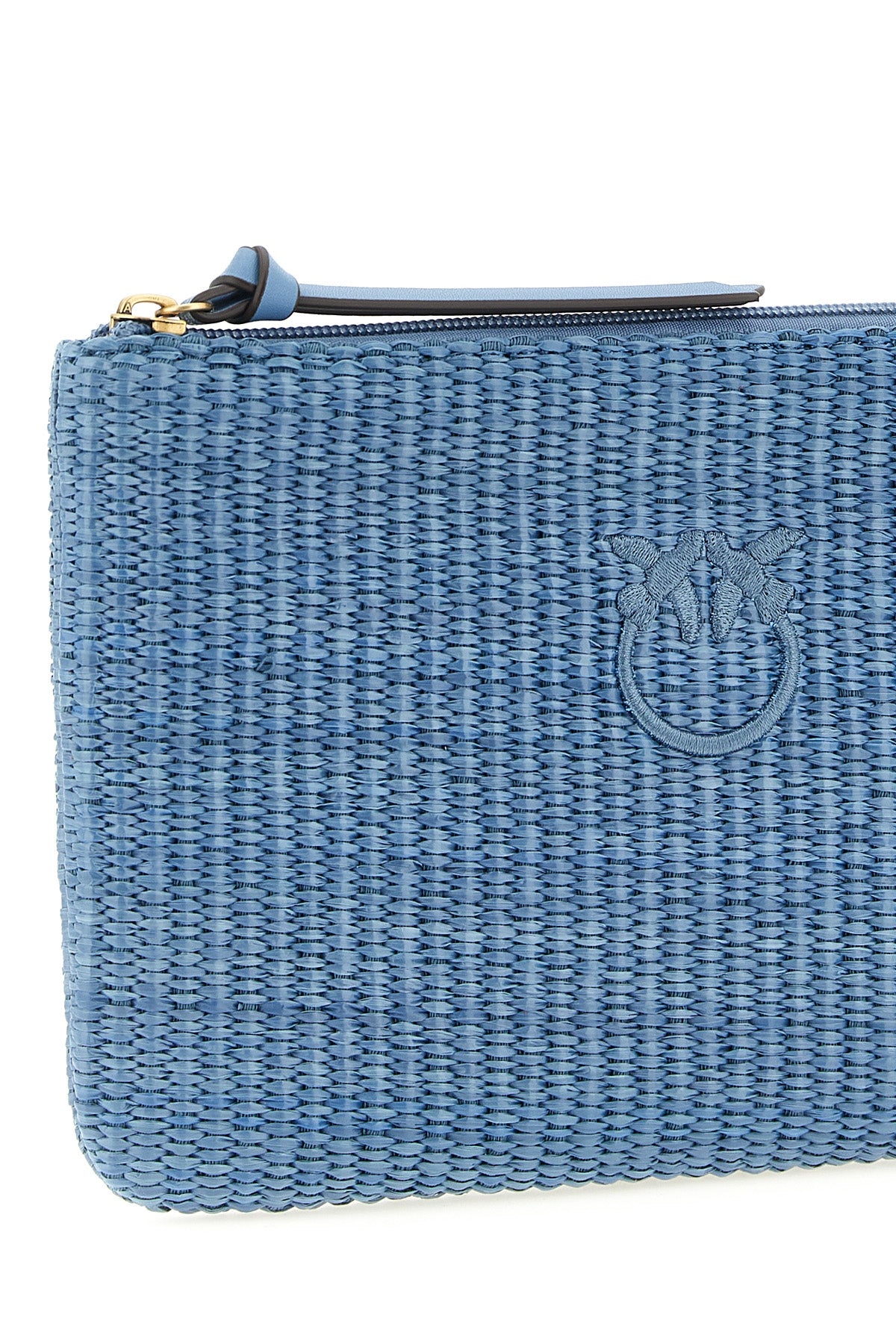 braided raffia-effect fabric clutch bag