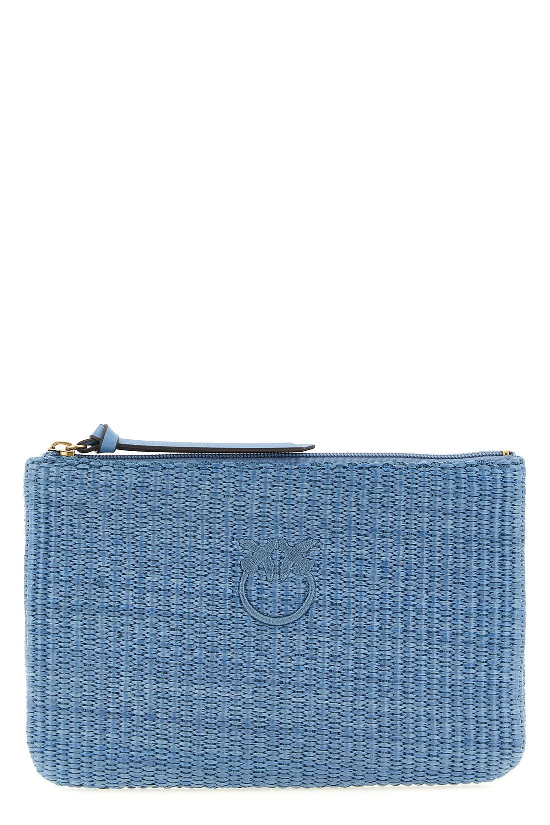 PINKO OS braided raffia-effect fabric clutch bag