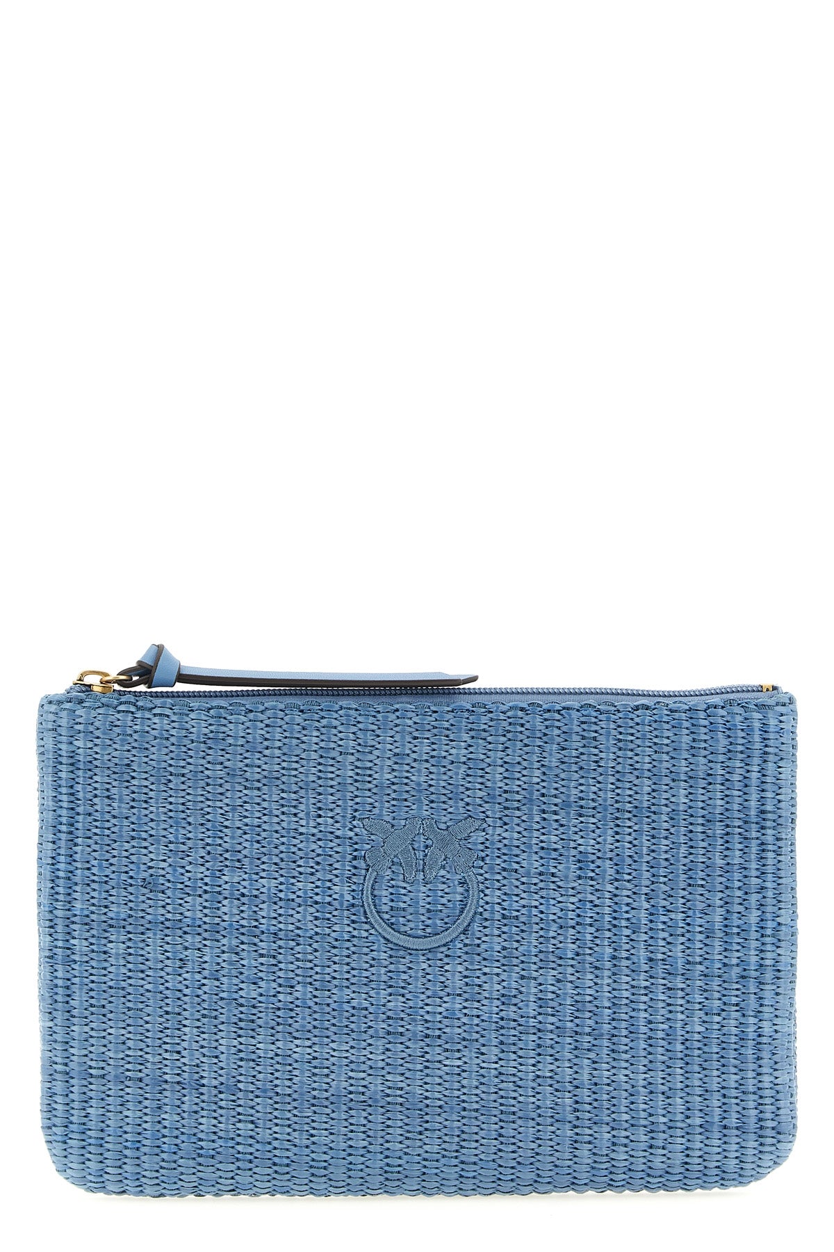 braided raffia-effect fabric clutch bag