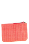 braided raffia-effect fabric clutch bag