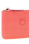 braided raffia-effect fabric clutch bag