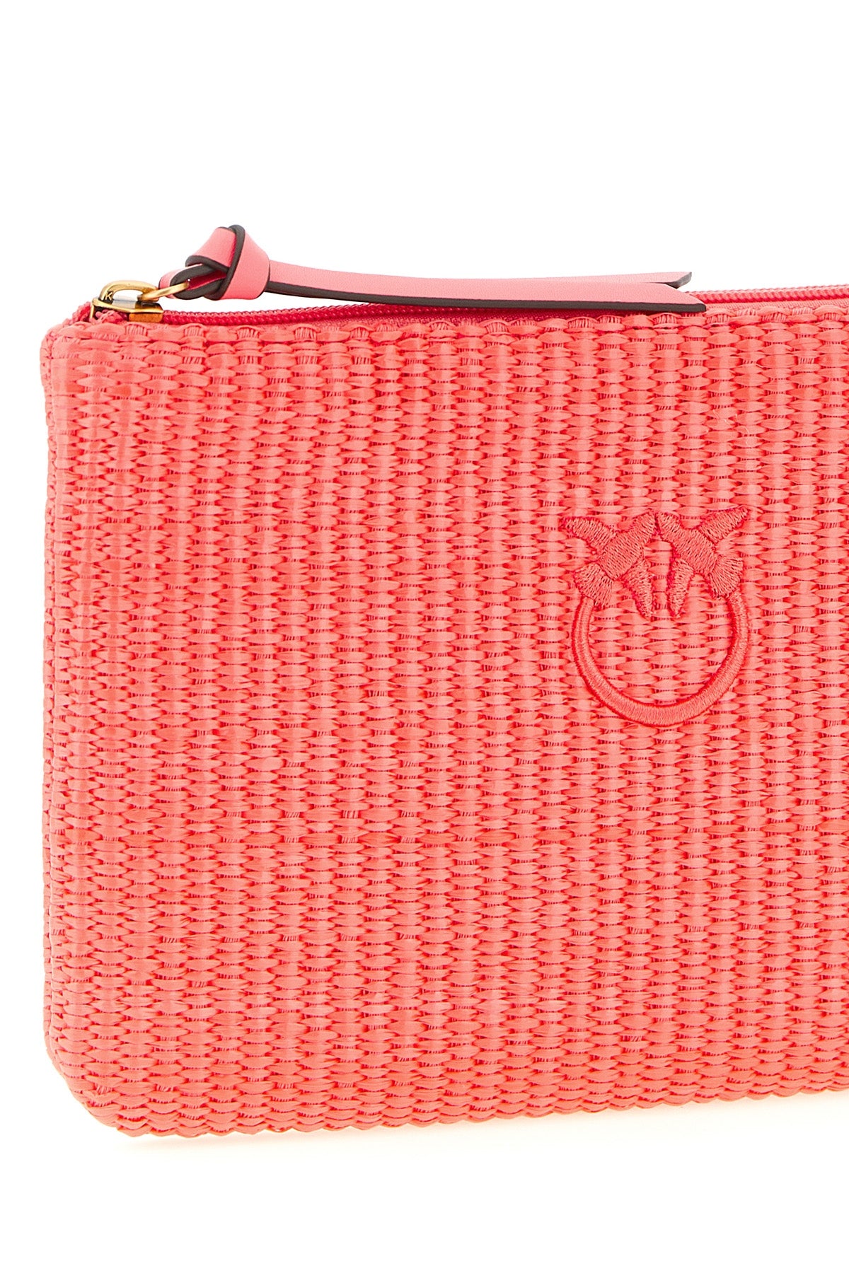 braided raffia-effect fabric clutch bag