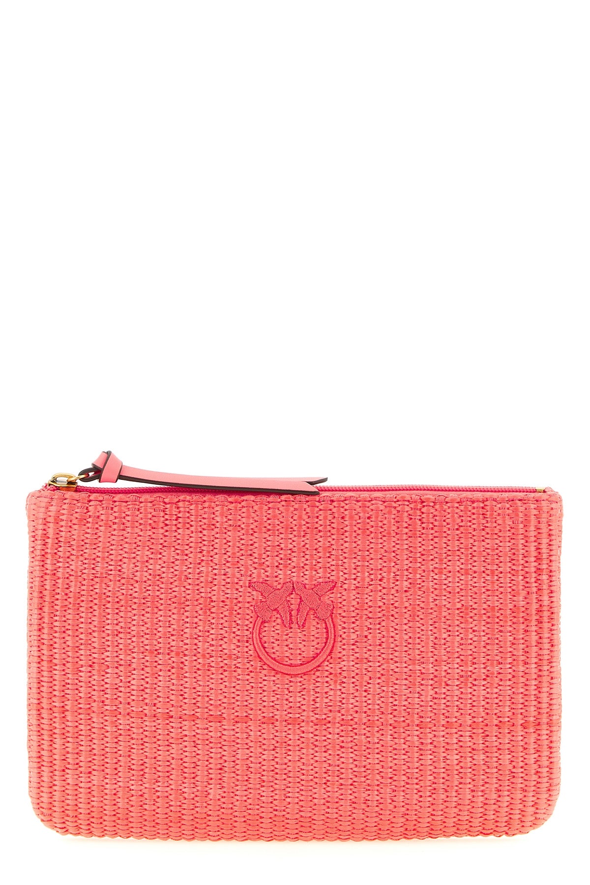 braided raffia-effect fabric clutch bag
