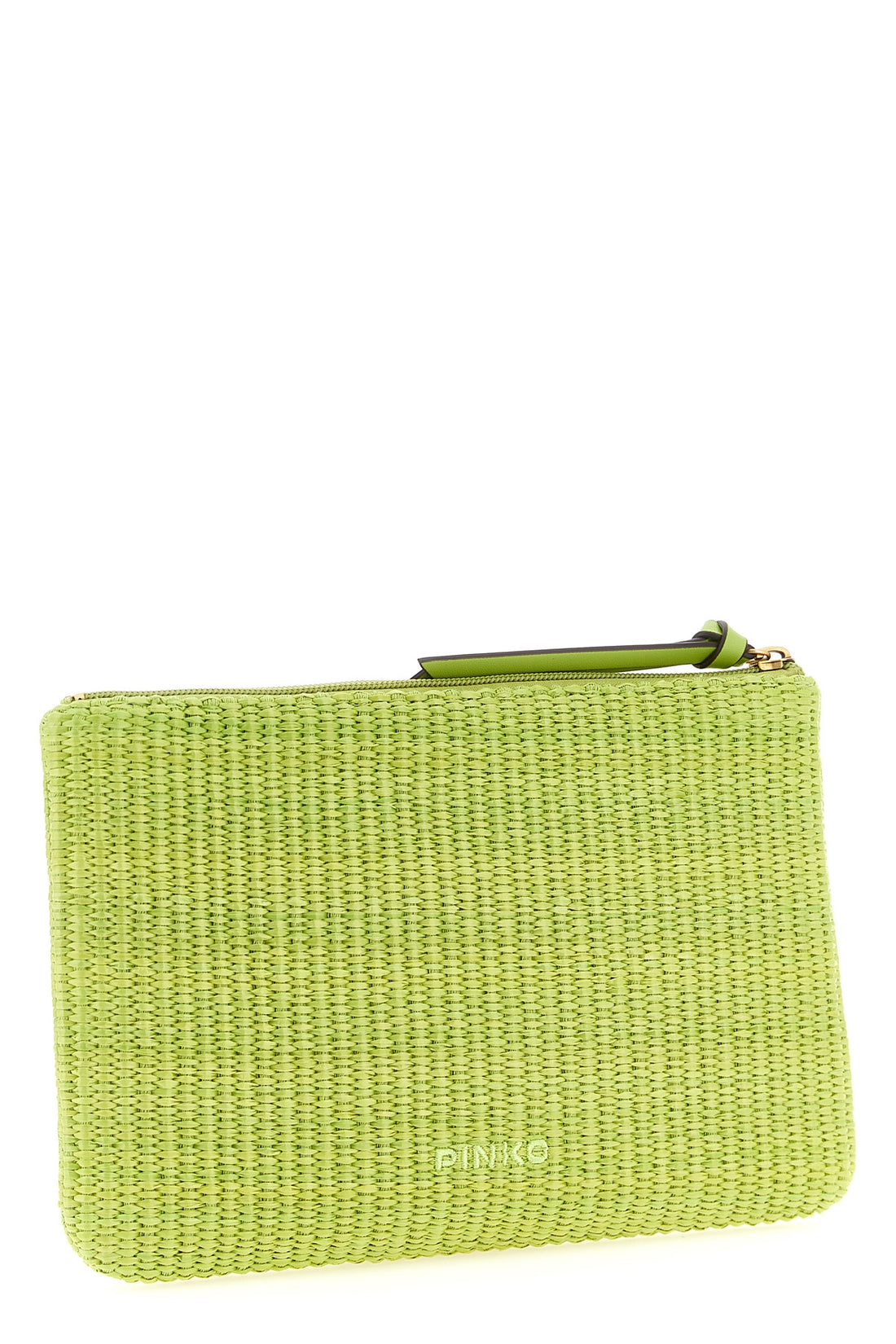 PINKO OS braided raffia-effect fabric clutch bag
