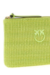braided raffia-effect fabric clutch bag