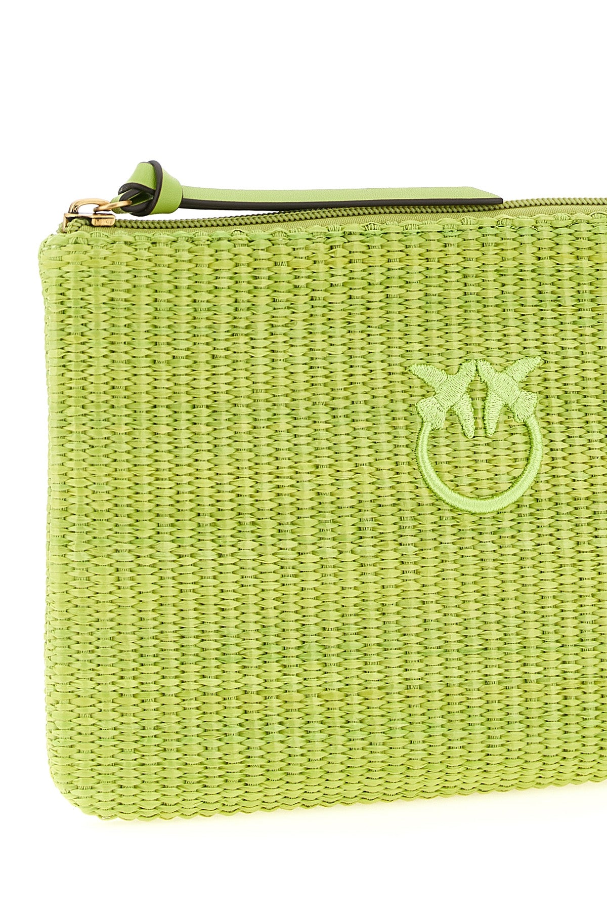 braided raffia-effect fabric clutch bag