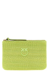 braided raffia-effect fabric clutch bag