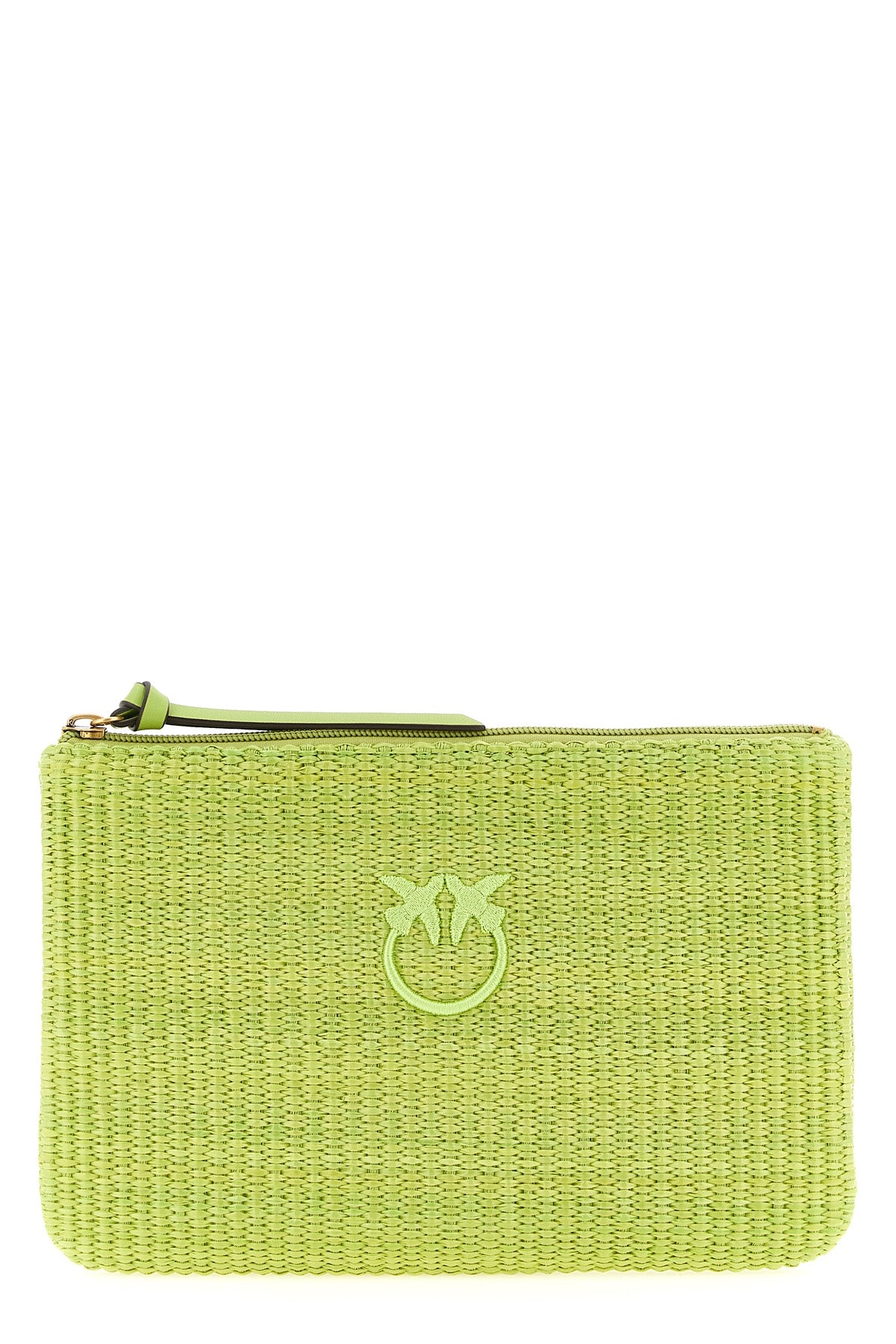 braided raffia-effect fabric clutch bag