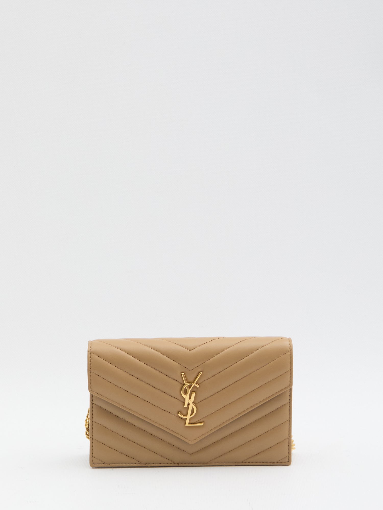 SAINT LAURENT OS envelope cassandre wallet with chain 