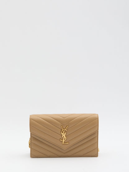 SAINT LAURENT OS envelope cassandre wallet with chain 