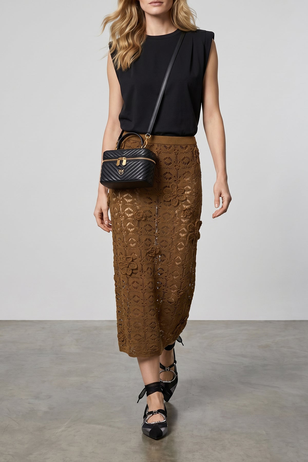 anthemis crochet cotton midi skirt