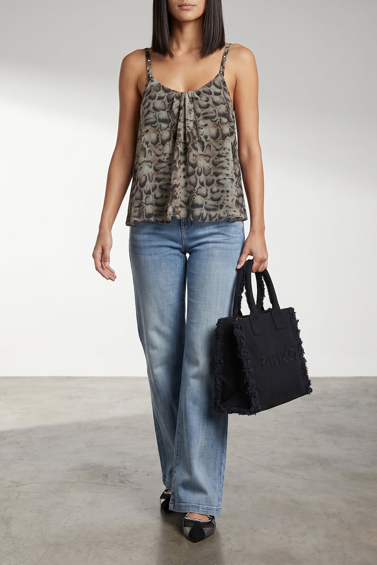 udine top in animal print cotton muslin