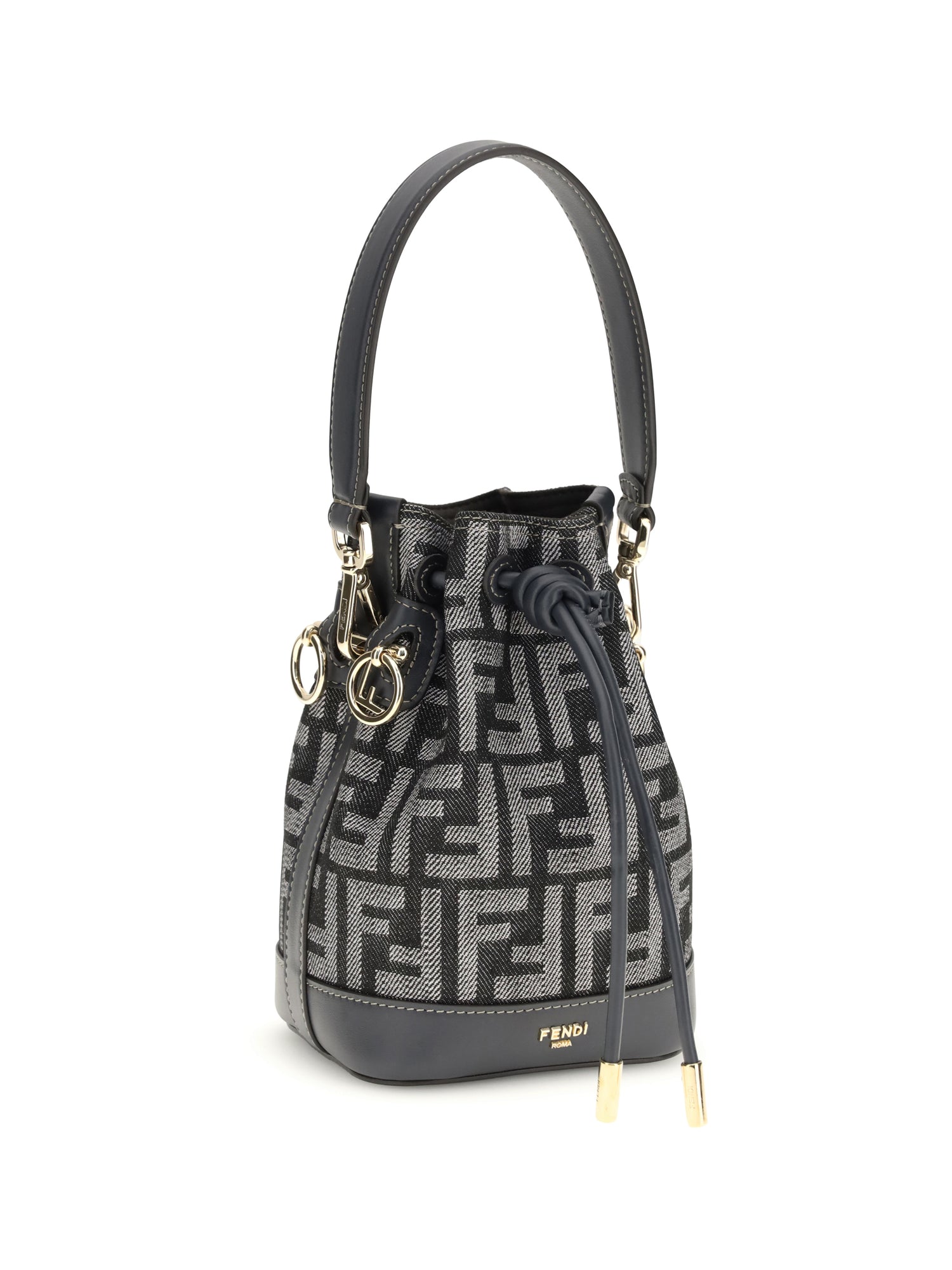 FENDI OS mon tresor denim-effect ff jacquard mini bucket bag