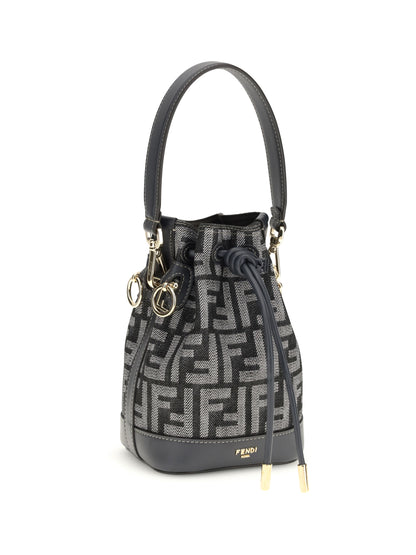 FENDI OS mon tresor denim-effect ff jacquard mini bucket bag
