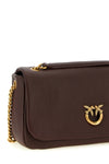 the shoulder bag pinko in soft dark brown hammered lambskin defines a destructur