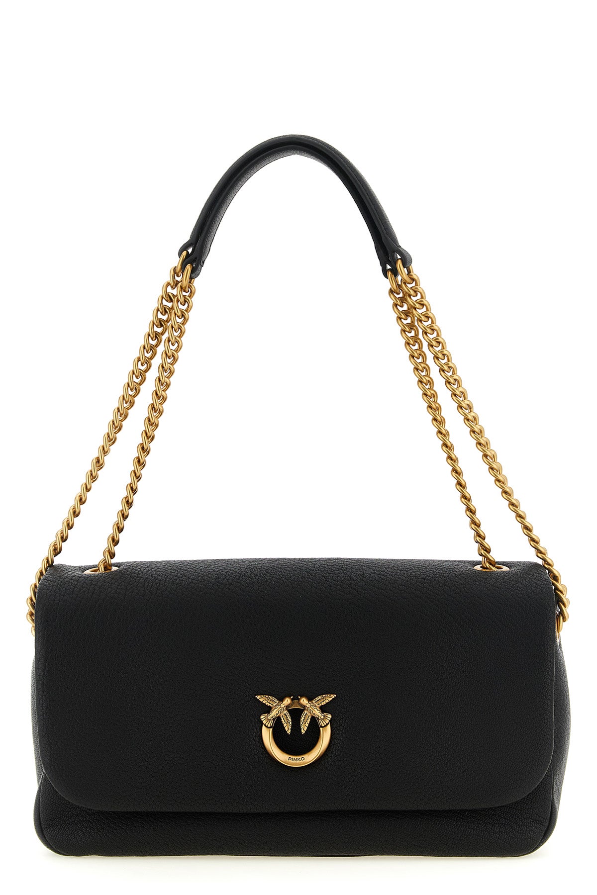 the pinko shoulder bag is made of soft black lambskin