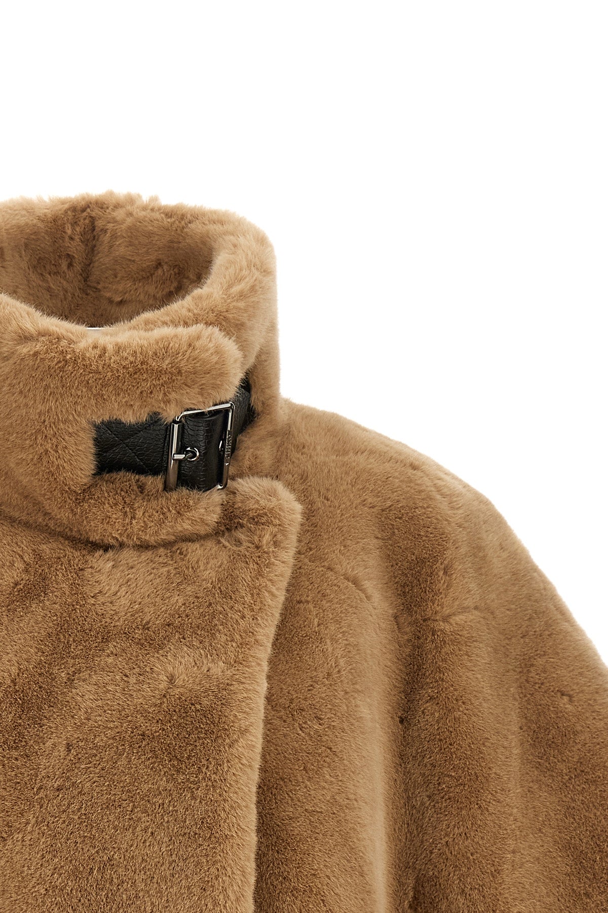 the pinko cape redefines the volumes of outerwear through an enveloping and stru