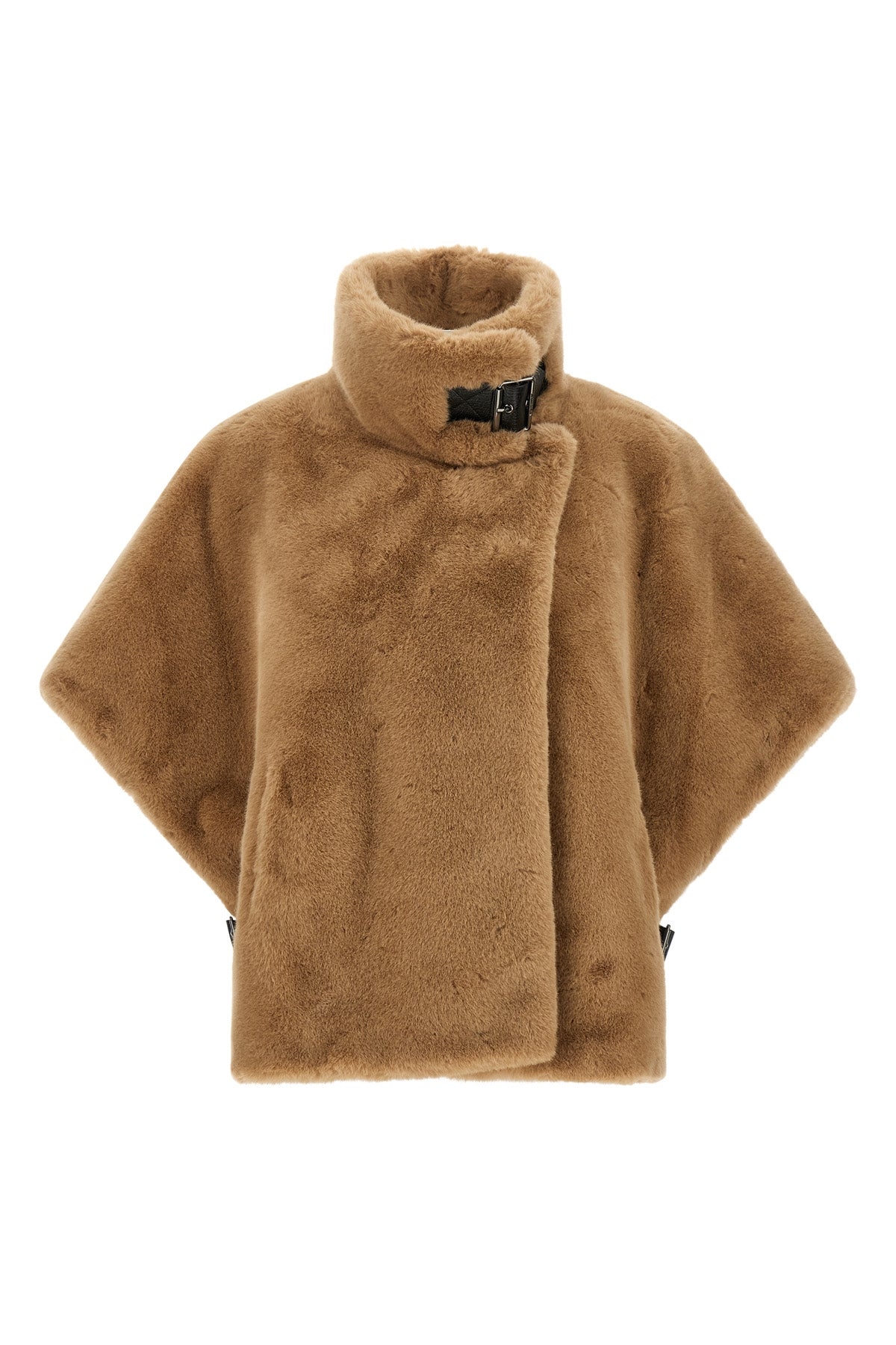 the pinko cape redefines the volumes of outerwear through an enveloping and stru