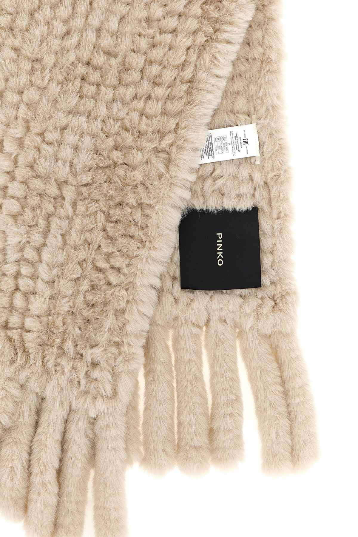 the pinko scarf has a voluminous design defined by a plush texture