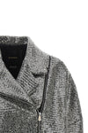 the pinko caban redefines the codes of outerwear through a structured constructi