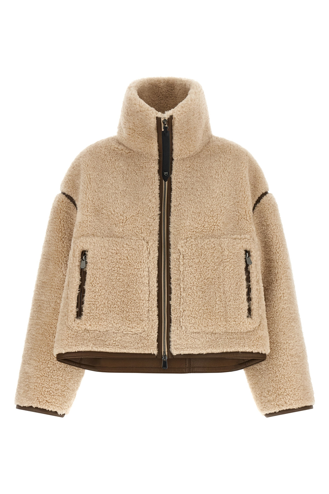 PINKO M the pinko crop jacket redefines winter volumes through a boxy silhouette