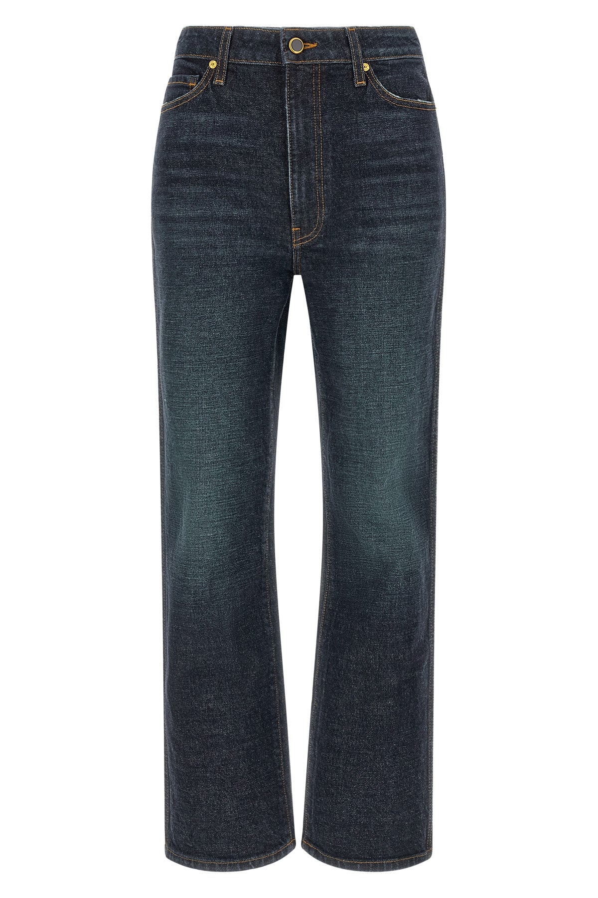 abigail khaite jeans set modern sartorial standards through a precise high-wai