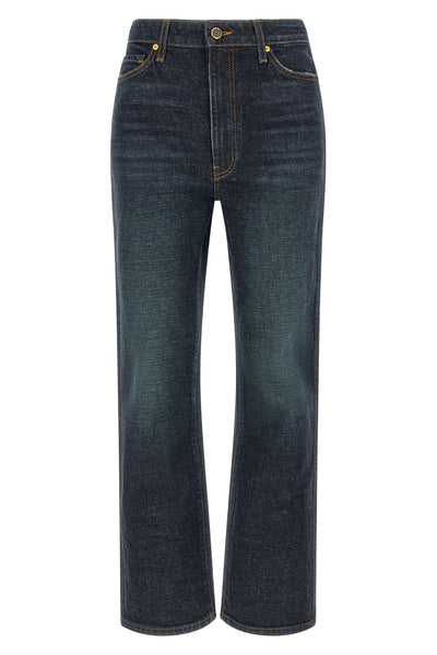 abigail khaite jeans set modern sartorial standards through a precise high-wai