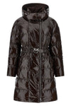the pinko down jacket redefines winter outerwear through an enveloping silhouett