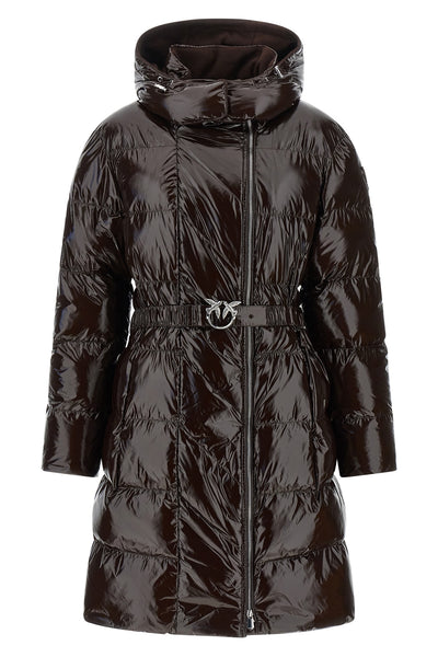 the pinko down jacket redefines winter outerwear through an enveloping silhouett