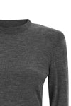 the pinko crewneck sweater is distinguished by a construction that elevates the